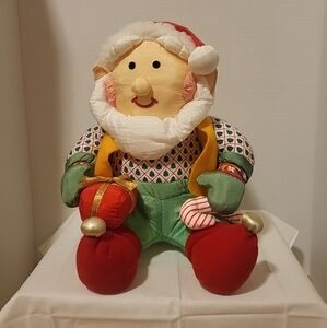 1994 Vintage Santa Plush Parachute Nylon Felt Material 11 Inches, Pre-Owned